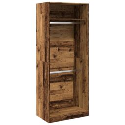 Berkfield Home Wardrobe Old Wood 80x50x200 cm Engineered Wood in Brown - Size: 80 x 50 x 200 cm - thumbnail 2