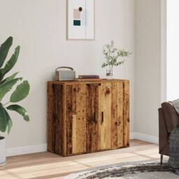 Berkfield Home Sideboard Old Wood 80x33x70 cm Engineered Wood in Brown - Size: 80 x 33 x 70 cm - thumbnail 2