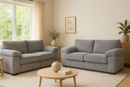 LUXURY LIFE Amalfi Jumbo Cord Fabric Sofa Set in Grey