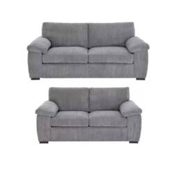 LUXURY LIFE Amalfi Jumbo Cord Fabric Sofa Set in Grey - thumbnail 2