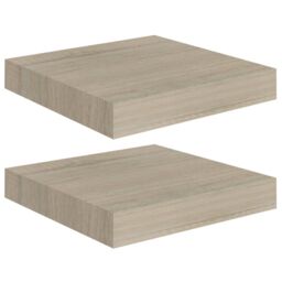 Berkfield Home Floating Wall Shelves 2 pcs Oak 23x23.5x3.8 cm MDF in Brown - thumbnail 2