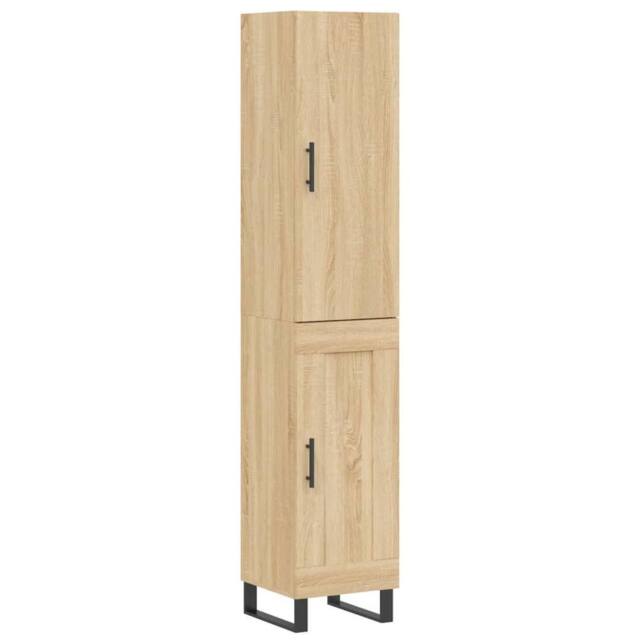 Berkfield Home Highboard Sonoma Oak 34.5x34x180 cm Engineered Wood in Light Tan - image 1