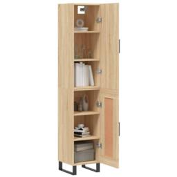 Berkfield Home Highboard Sonoma Oak 34.5x34x180 cm Engineered Wood in Light Tan - thumbnail 3