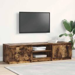 Berkfield Home TV Cabinet Smoked Oak 140x40x35.5 cm Engineered Wood in Brown - thumbnail 2