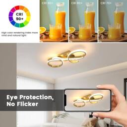 COMELY Modern LED Ceiling Light, 36W Creative Ceiling Lamp, 3000K Warm White in Gold - thumbnail 5