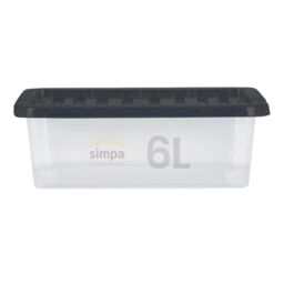simpa 6L Stackable Compact Plastic Storage Boxes - Set of 5 in Clear - thumbnail 2