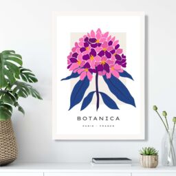 ARTZE Pink & Blue Hydrangea Flower Market Gallery Framed Print SIZE: A4 with White Frame in Mid Blue - thumbnail 2