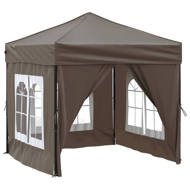 Berkfield Home Folding Party Tent with Sidewalls Taupe 2x2 m - image 1