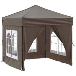 Berkfield Home Folding Party Tent with Sidewalls Taupe 2x2 m - thumbnail 1
