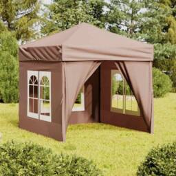 Berkfield Home Folding Party Tent with Sidewalls Taupe 2x2 m - thumbnail 2