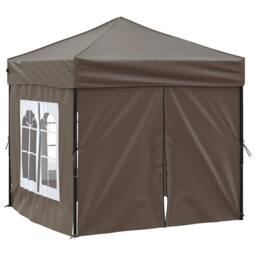 Berkfield Home Folding Party Tent with Sidewalls Taupe 2x2 m - thumbnail 3