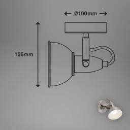 BRILONER Wall Light Retro Industrial Spotlight E14 Rotatable Metal Chrome in Silver - thumbnail 6