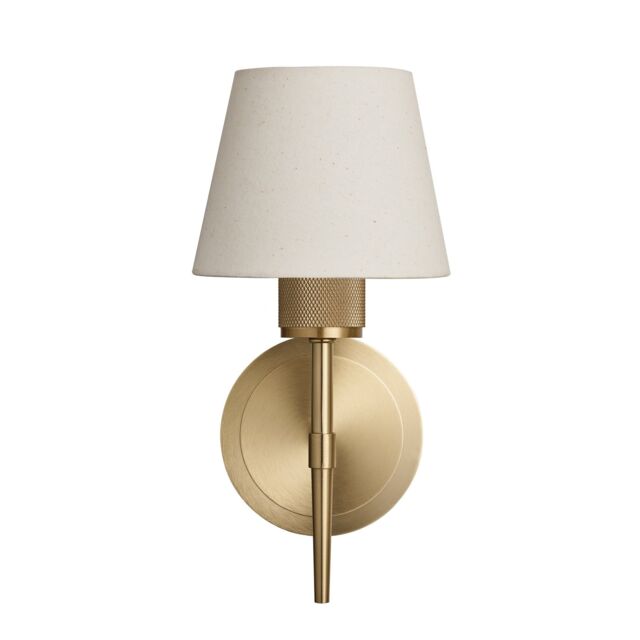 Industville Knurled Empire Torch Wall Light - Light Natural Cotton - Brass in Metallic Gold - Size: Medium - image 1