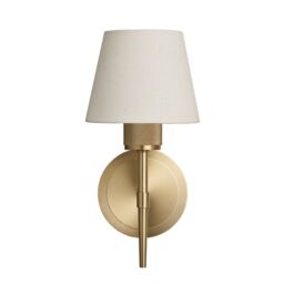 Industville Knurled Empire Torch Wall Light - Light Natural Cotton - Brass in Metallic Gold - Size: Medium
