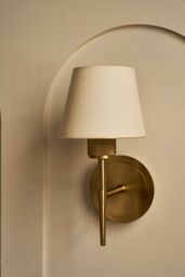Industville Knurled Empire Torch Wall Light - Light Natural Cotton - Brass in Metallic Gold - Size: Medium - thumbnail 5