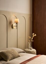 Industville Knurled Empire Torch Wall Light - Light Natural Cotton - Brass in Metallic Gold - Size: Medium - thumbnail 3