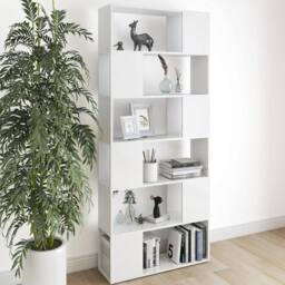 Berkfield Home Book Cabinet Room Divider White 80x24x186 cm Engineered Wood - Size: 80 x 24 x 186 cm - thumbnail 2