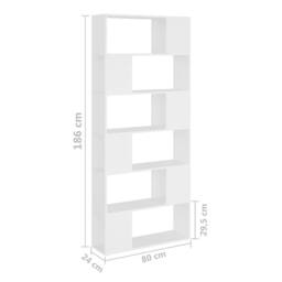 Berkfield Home Book Cabinet Room Divider White 80x24x186 cm Engineered Wood - Size: 80 x 24 x 186 cm - thumbnail 7