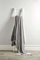 New Edge Blinds Check Pure Cotton Throw in Natural, 127 x 152cm in Grey - Size: 228 cm x 254 cm - thumbnail 2