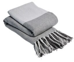 New Edge Blinds Check Pure Cotton Throw in Natural, 127 x 152cm in Grey - Size: 228 cm x 254 cm - thumbnail 1