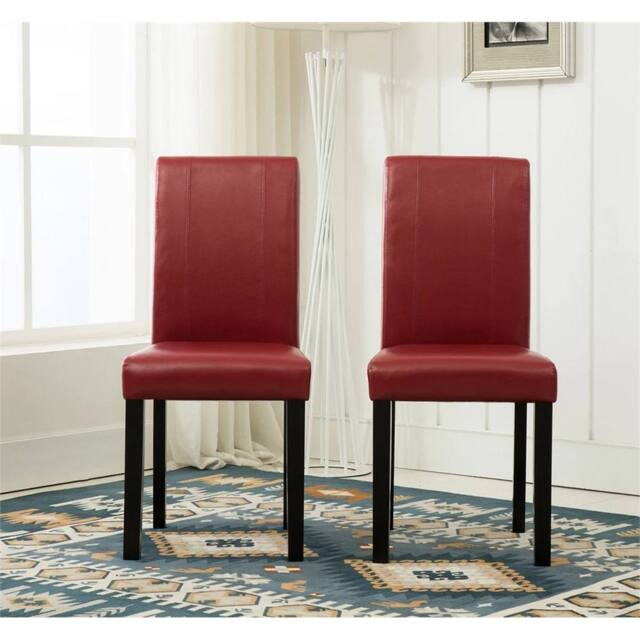 Nordara Red 2 x Faux Leather Dining Chairs - Size: 120 cm x 90 cm - image 1