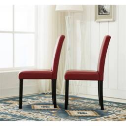 Nordara Red 2 x Faux Leather Dining Chairs - Size: 120 cm x 90 cm - thumbnail 3
