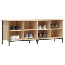 Berkfield Home Shoe Cabinet Sonoma Oak 131x35x50 cm Engineered Wood in Light Oak - Size: 131 x 35 x 50 cm - thumbnail 3