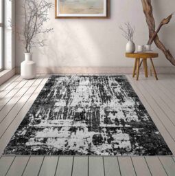 Desire Rugs Serenity Modern Abstract Abrasion Area Rug - Contemporary Style for Living Room, Bedroom or Hallway in Black - Size: 160 cm x 230 cm - thumbnail 1