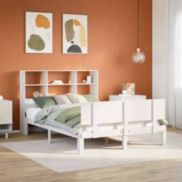 Berkfield Home Bookcase Bed without Mattress White 160x200cm Solid Wood Pine - Size: 160x200 cm - thumbnail 2
