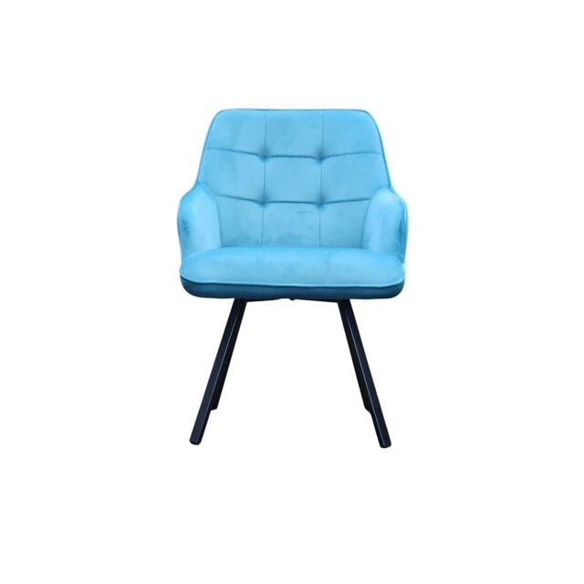 Interior Emporium Ltd 2x Swivel Dining Chairs, Padded Velvet Seat, Modern Kitchen, Rotatable Metal Leg ( Teel ) in Teal - image 1