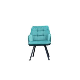 Interior Emporium Ltd 2x Swivel Dining Chairs, Padded Velvet Seat, Modern Kitchen, Rotatable Metal Leg ( Teel ) in Teal - thumbnail 2