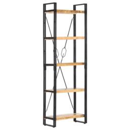 Berkfield Home 5-Tier Bookcase 60x30x180 cm Solid Mango Wood in Brown - Size: 60 x 30 x 180 cm - thumbnail 7