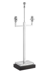 Orsina Modern Nickel Lamp Base With Black Marble Plinth, Contemporary Monochrome Lighting Base in Silver - thumbnail 2