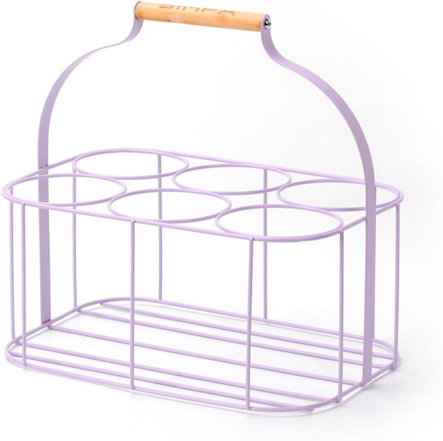 simpa 6 Bottle Metal Carrier Holder Caddy with Handle in Lilac - image 1