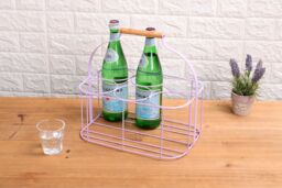 simpa 6 Bottle Metal Carrier Holder Caddy with Handle in Lilac - thumbnail 5