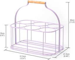 simpa 6 Bottle Metal Carrier Holder Caddy with Handle in Lilac - thumbnail 2