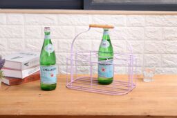 simpa 6 Bottle Metal Carrier Holder Caddy with Handle in Lilac - thumbnail 4