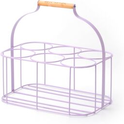 simpa 6 Bottle Metal Carrier Holder Caddy with Handle in Lilac