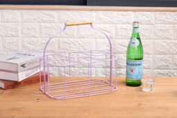 simpa 6 Bottle Metal Carrier Holder Caddy with Handle in Lilac - thumbnail 3