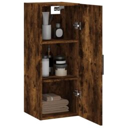 Berkfield Home Wall Mounted Cabinet Smoked Oak 34.5x34x90 cm in Brown - thumbnail 5