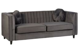 Orsina Farah Three Seater Velvet Sofa in Grey - thumbnail 4
