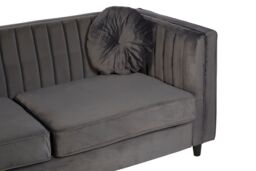 Orsina Farah Three Seater Velvet Sofa in Grey - thumbnail 5