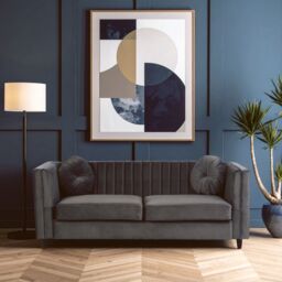 Orsina Farah Three Seater Velvet Sofa in Grey - thumbnail 1