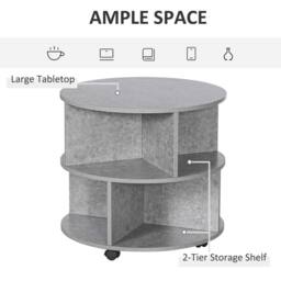 FORGEVIO 3 Tier Round Coffee Table with Storage Shelves for Living Room in Dark Grey - thumbnail 4