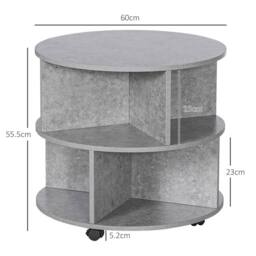 FORGEVIO 3 Tier Round Coffee Table with Storage Shelves for Living Room in Dark Grey - thumbnail 2