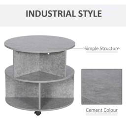 FORGEVIO 3 Tier Round Coffee Table with Storage Shelves for Living Room in Dark Grey - thumbnail 5