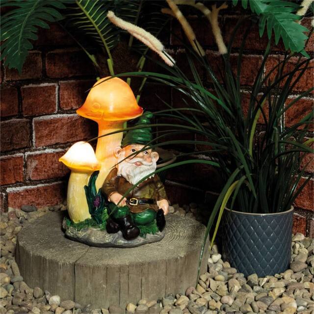 St Helens Male Gnome under light up mushroom - image 1