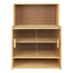 FORGEVIO Bamboo Bread Box Cup Holder Storage Cupboard Sideboard Furniture in Brown