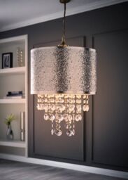 ValueLights Bonita 28cm Glitter Droplets Easy Fit Ceiling Pendant Light Lamp Shade in Silver - thumbnail 2