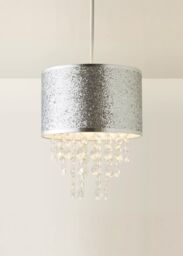ValueLights Bonita 28cm Glitter Droplets Easy Fit Ceiling Pendant Light Lamp Shade in Silver - thumbnail 3
